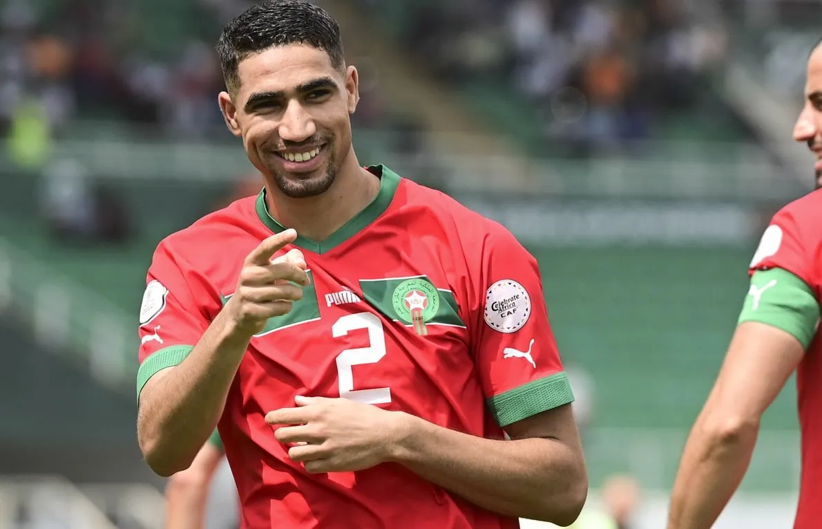 Achraf Hakimi en train d'entraîner avec la sélection marocaine.