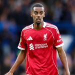 Liverpool's Alexander Isak in action