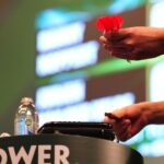 Alt text for the image: A photo of the Alexandra Palace wasp on the stage of the World Darts Championship.
