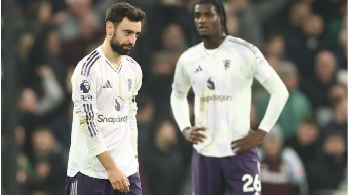 Bruno Fernandes in action for Manchester United.