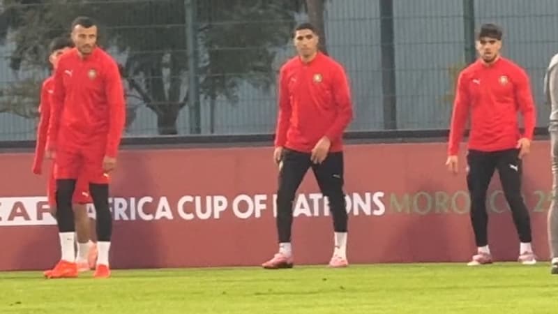 L'équipe du Maroc en entraînement collectif.
