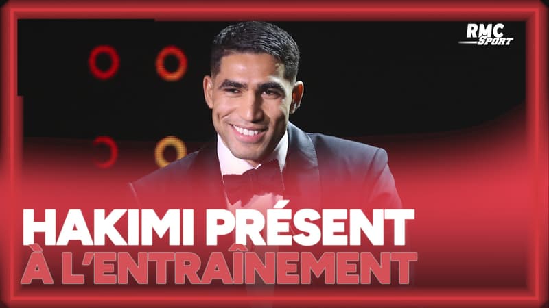 Achraf Hakimi en action lors d'un entraînement collectif de l'équipe du Maroc.