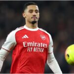 William Saliba of Arsenal in action