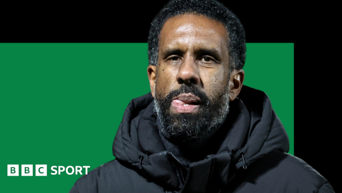 Celtic manager Wilfried Nancy looking frustrated on the touchline.