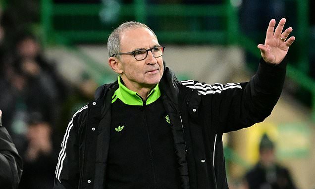 Celtic manager Wilfried Nancy looking dejected on the touchline.