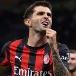 Christian Pulisic of AC Milan celebrates a goal.