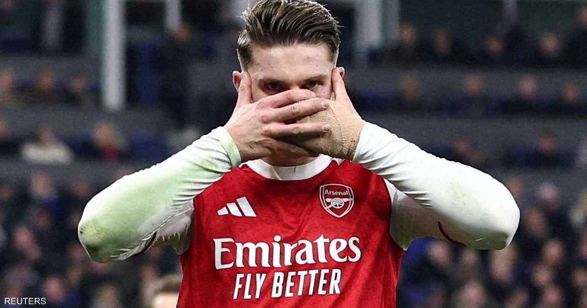 صورة لڤيكتور جيوكيريس سجله الهدف الوحيد في المباراة.