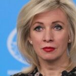 المتحدثة باسم الخارجية الروسية ماريا زاخاروفا خلال مؤتمر صحفي.