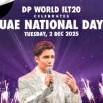 ** صورة ملعب دبي الدولي الشهير، مع شعار البطولة ILT20.