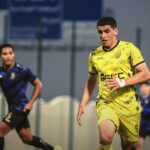 صورة للاعب الحبيب بريجة أثناء تسجيله هدف الفريق المغربي.