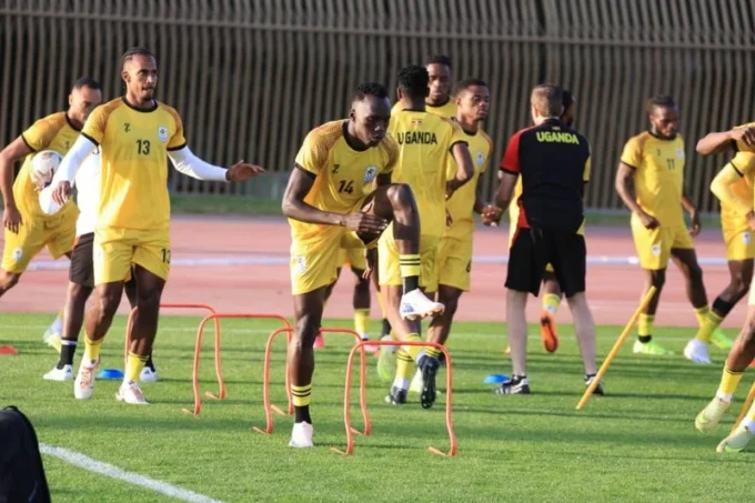 صورة للاعبين في تدريب منتخب أوغندا قبل كأس إفريقيا للأمم 2025.