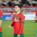 ** صورة لمنتخب المغرب يلعب في مباراة كأس الأمم الإفريقية.