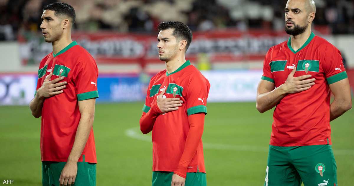 ** صورة لمنتخب المغرب يلعب في مباراة كأس الأمم الإفريقية.