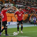 صورة من مباراة مصر ونيجيريا الودية على أرضية استاد القاهرة الدولي.