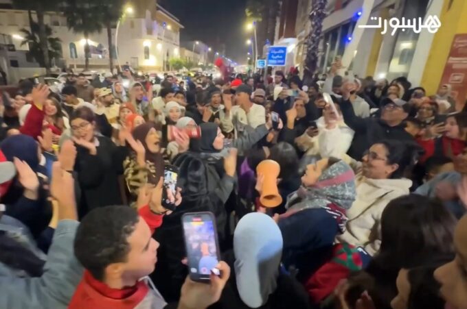 صورة لأحتفالات شوارع الرباط بعد لقب كأس العرب.