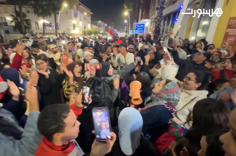 صورة لأحتفالات شوارع الرباط بعد لقب كأس العرب.