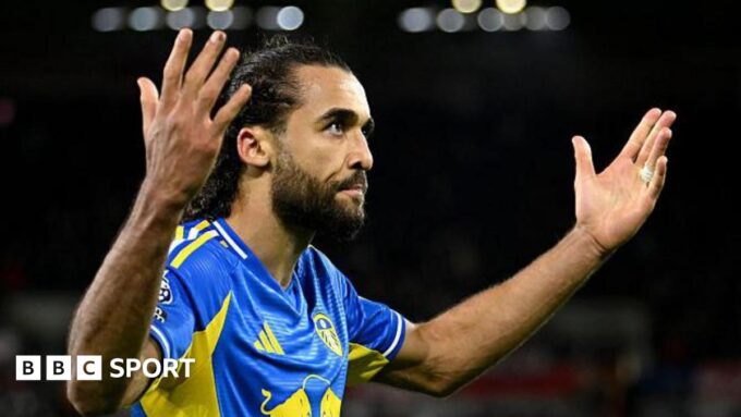 Dominic Calvert-Lewin celebrating a goal for Leeds United.