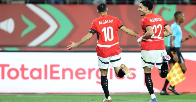 Équipe d'Égypte en action lors de la Coupe d'Afrique des nations.