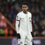 Chelsea's young Brazilian winger Estevao in action.