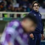 Alt text for the image: "Fiorentina coach Paolo Vanoli looks on during the UEFA Conference League 2025/26 League Phase MD4 match between ACF Fiorentina and AEK Athens FC at Stadio Artemio Franchi on November 27, 2025 in Florence, Italy."