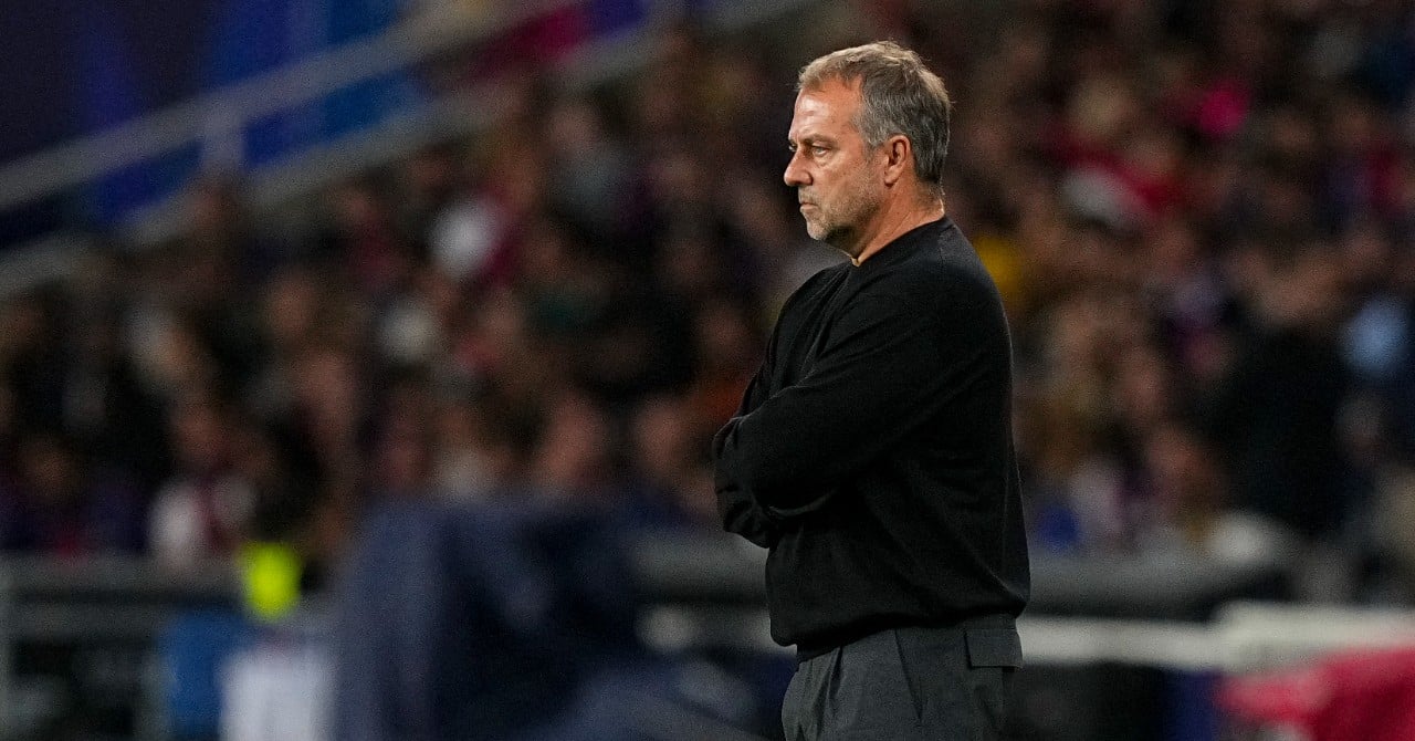 L'entraîneur allemand Hansi Flick en conférence de presse.