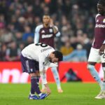 Bruno Fernandes in action during Manchester United's match against Aston Villa.