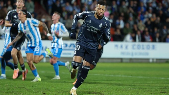 Mbappé celebrating a goal.