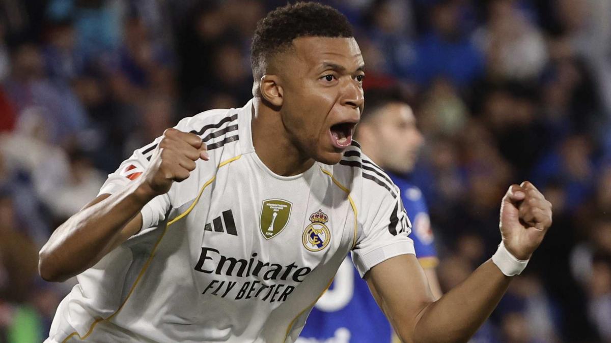 Kylian Mbappé en action avec le Real Madrid.