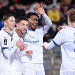 Les joueurs de Troyes célèbrent leur victoire face à Boulogne.
