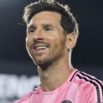 Lionel Messi #10 of Inter Miami CF celebrates a victory.