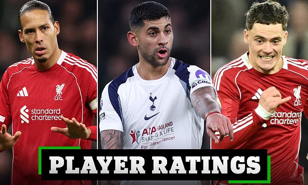 Alt text for the image: "Liverpool players celebrate their win over Tottenham"