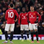 Manchester United players in action against Bournemouth.