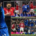 Manchester United players celebrating a goal