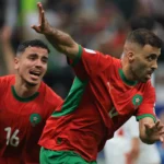 Abderrazak Hamdallah célèbre la victoire du Maroc en Coupe Arabe 2025.