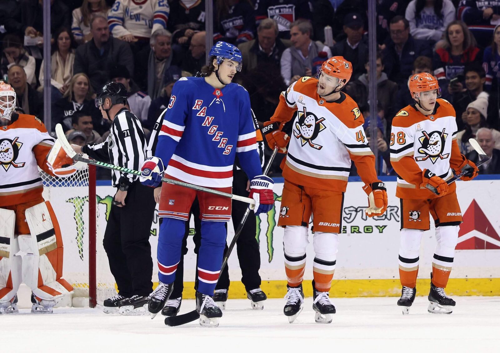 Matt Rempe in action during a Rangers game.