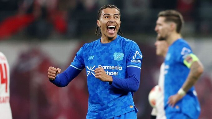 Montrell Culbreath celebrating his goal in his Bundesliga debut.