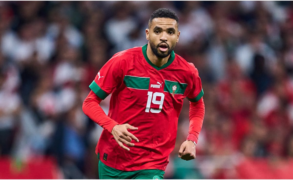 Youssef En Nesyri of Morocco in action.