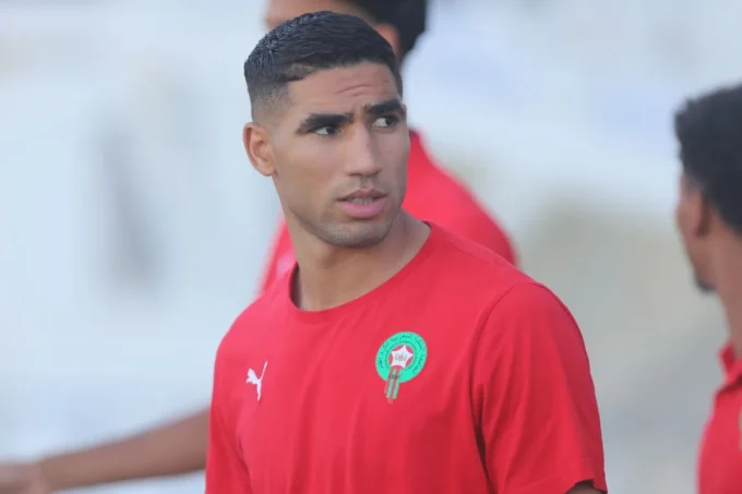L'équipe du Maroc en train de s'entraîner avant le match contre les Comores.