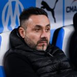 L'entraîneur Roberto De Zerbi sur le banc de l'OM.