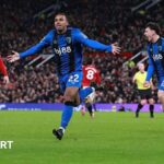 Alt text for the image: Premier League football match between Manchester United and Bournemouth.