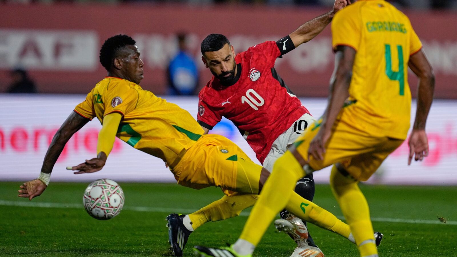 Mohamed Salah scoring an injury-time winner for Egypt.