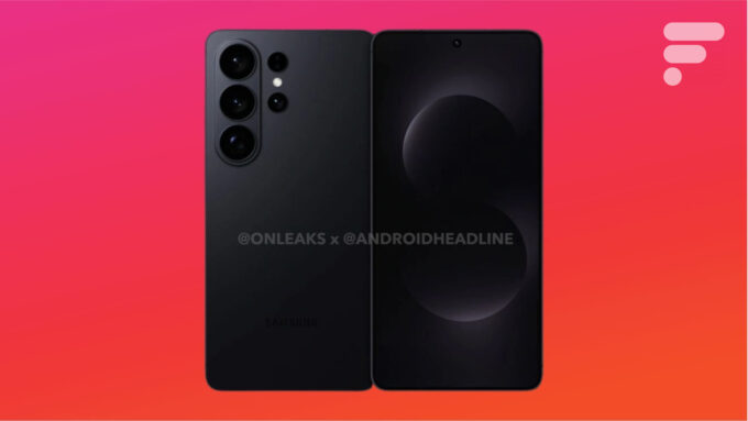 Rendu conceptuel du Samsung Galaxy S26 Ultra, montrant son design élégant et son nouveau module caméra unifié.