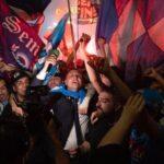 La fête de la ville de Naples après la victoire du Scudetto.