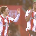 Southampton players celebrating a goal against Coventry.