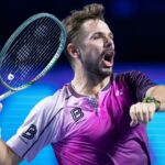 Stan Wawrinka in action on the tennis court.