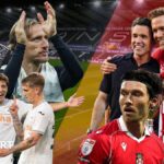 Swansea City and Wrexham players on the pitch.