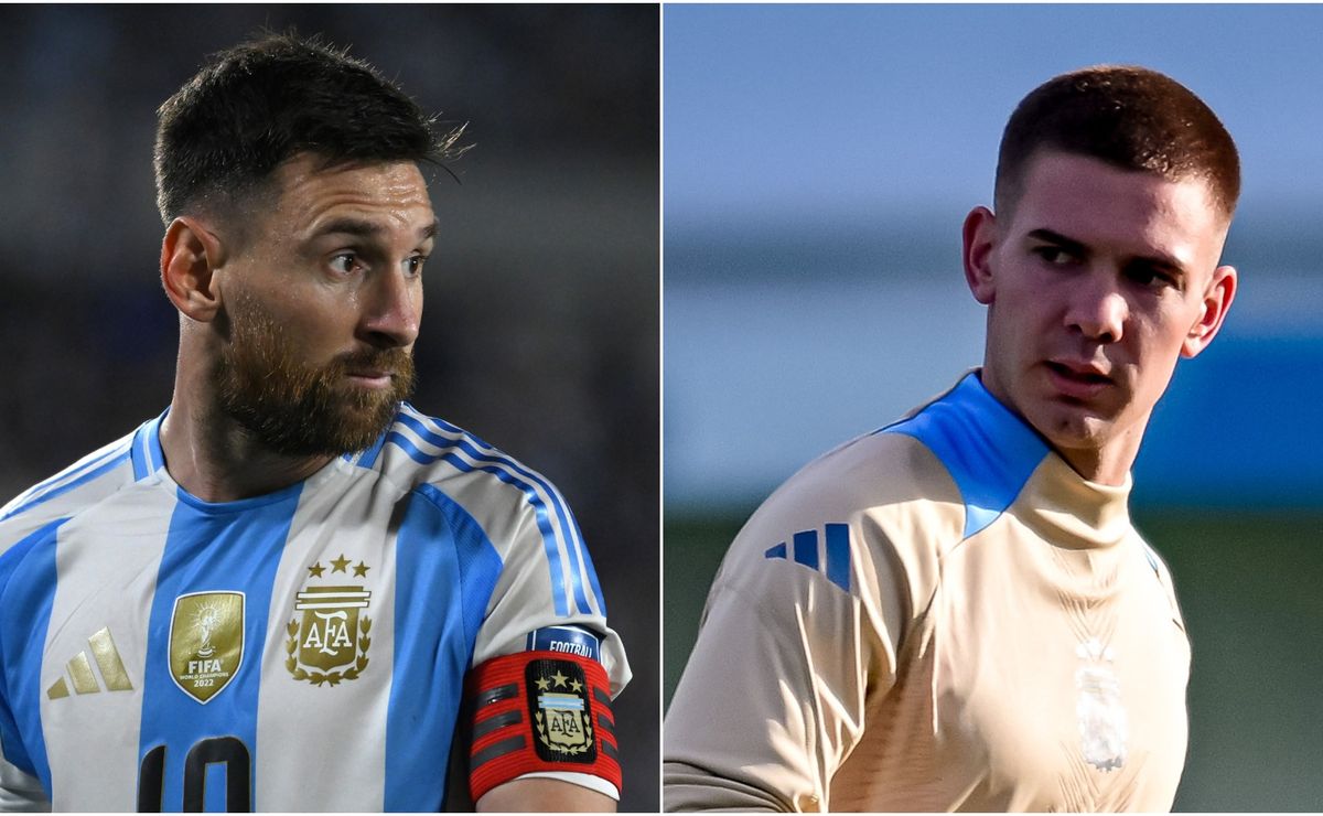 Lionel Messi and Franco Mastantuono of Argentina.