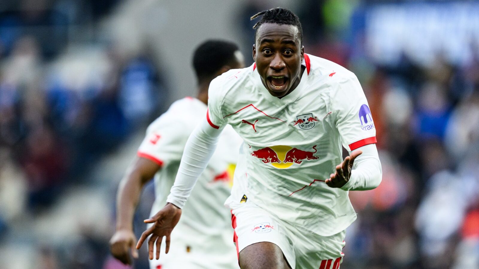 Yan Diomande in action for RB Leipzig.